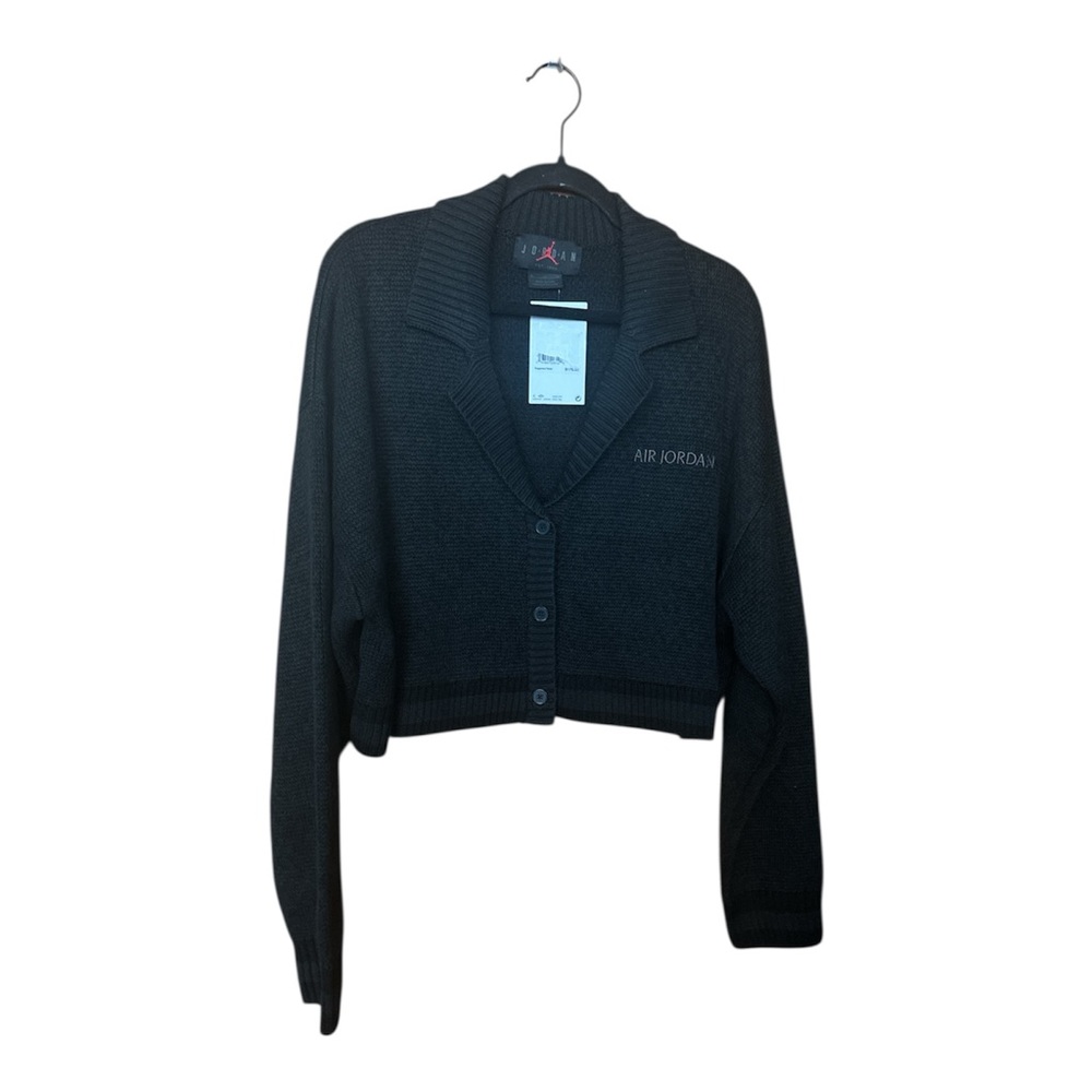 Air Jordan Nike Women Knit Black Cropped Cardigan XLarge Comfy Sporty & Stylish